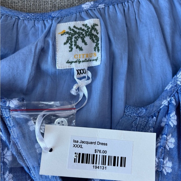 Citrus Called to Surf Isa Jacquard Blue White Maxi Dress Coastal Vacation XXXL - Picture 9 of 11